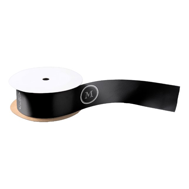Monogram Initial Black High End Coloured Satin Ribbon (Spool)