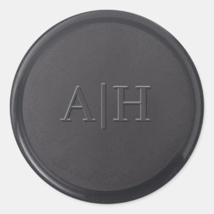 Monogram Initial Black Wax-Print Seal Sticker