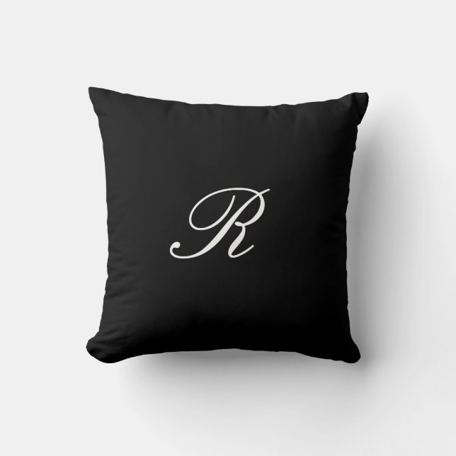 Monogram Initial Black & White Simple Elegant Cushion (Front)