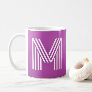 Monogram Initial Bold Violet Purple and White Coffee Mug