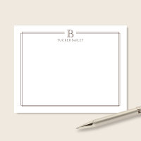Monogram Initial Brown Double Border Professional