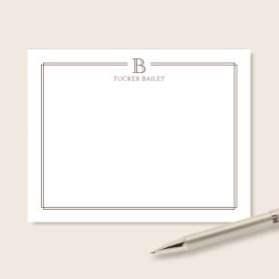 Monogram Initial Brown Double Border Professional Card