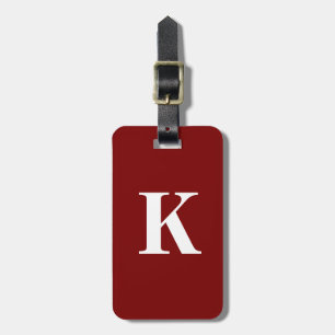 Monogram Initial Burgundy Red Maroon Gift Favor Luggage Tag