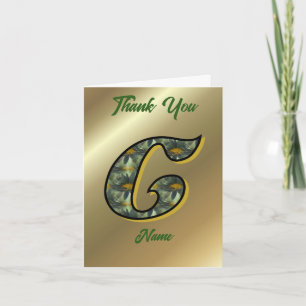 Monogram Initial C Daisies Art Personalised Thank You Card