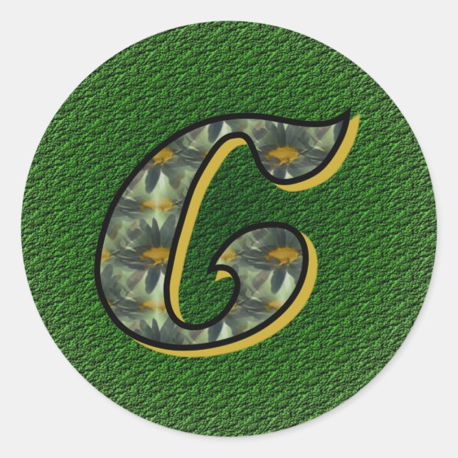 Monogram Initial C Daisies Flower Art Classic Round Sticker (Front)