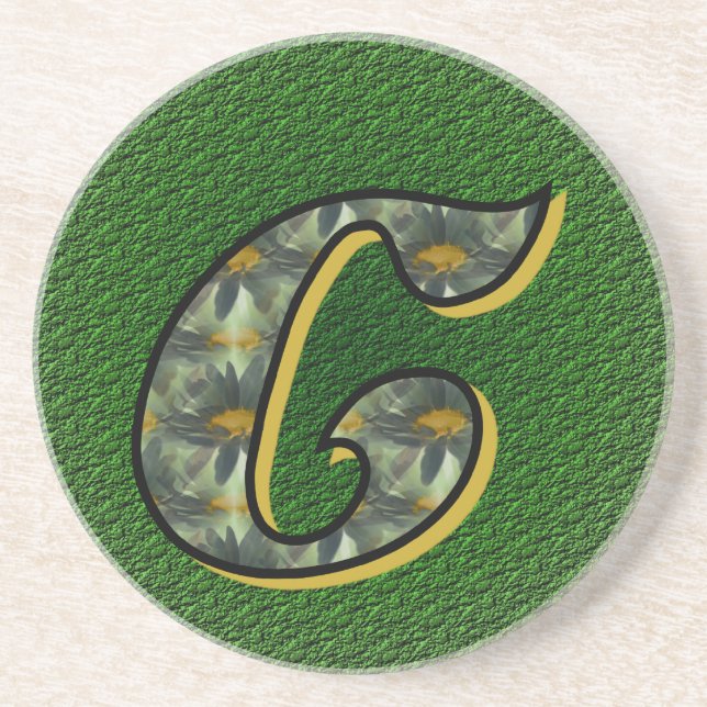 Monogram Initial C Daisies Flower Art Coaster (Front)