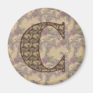 Monogram Initial C Elegant Floral Magnet