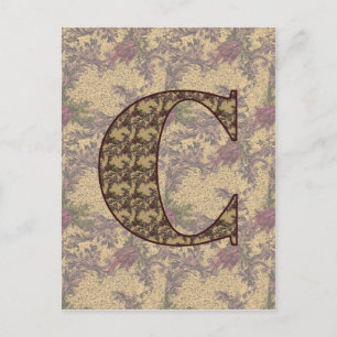 Monogram Initial C Elegant Vintage Floral  Postcard