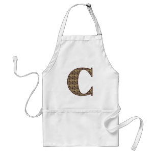 Monogram Initial C Elegant Vintage Floral Standard Apron