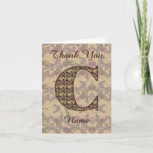Monogram Initial C Elegant Vintage Floral Thank You Card