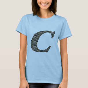 Monogram Initial C Hydrangea Floral T Shirt