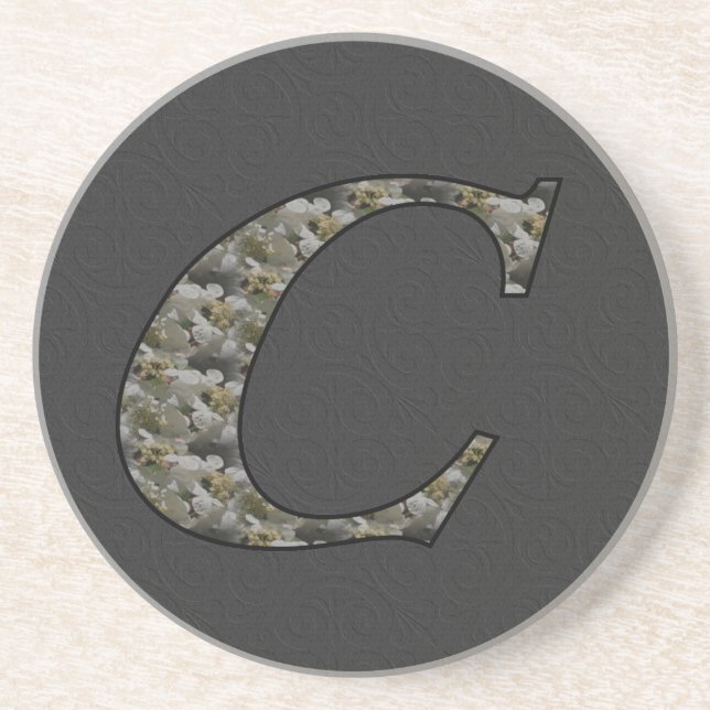 Monogram Initial C Hydrangea Flowers Coaster (Front)