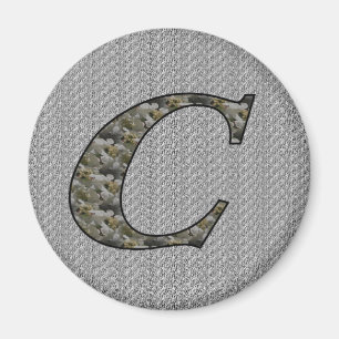 Monogram Initial C Hydrangea Flowers Magnet