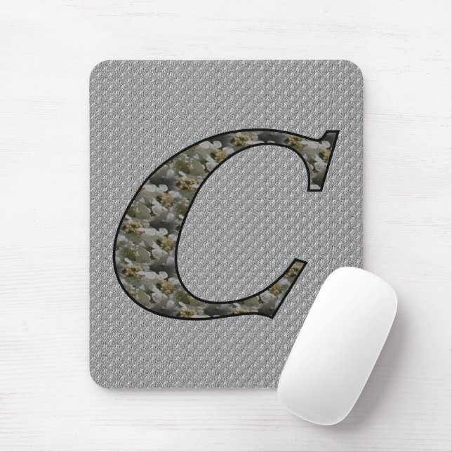Monogram Initial C Hydrangea Flowers Mouse Pad (With Mouse)