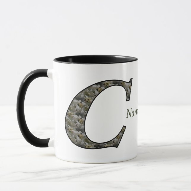 Monogram Initial C Hydrangea Flowers Personalised Mug (Left)