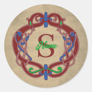 Monogram Initial Celtic Design Personalised Classic Round Sticker