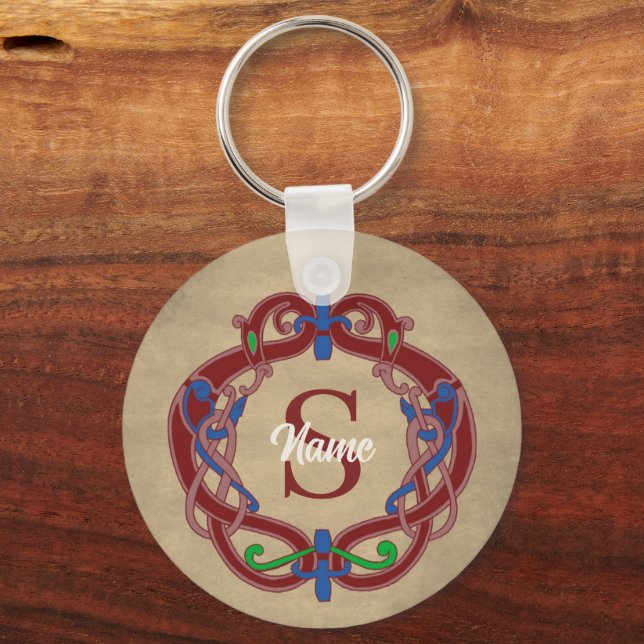 Monogram Initial Celtic Design Personalised Key Ring (Front)