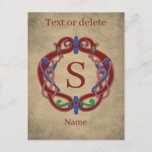 Monogram Initial Celtic Design Personalised Postcard