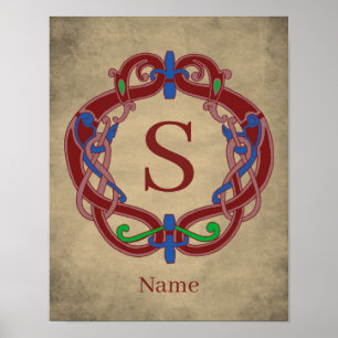 Monogram Initial Celtic Design Personalised Poster