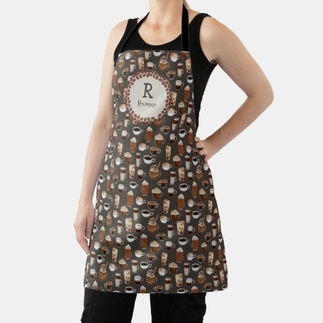 Monogram Initial Coffee Lover Mum Gift Apron (Insitu)