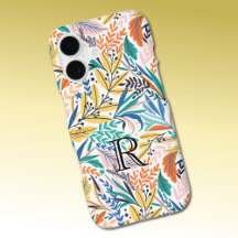 Monogram Initial Colourful Botanical Pattern