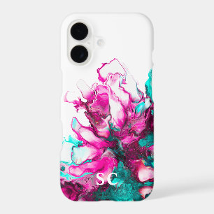 Monogram Initial Colourful Pink Marble Art Modern