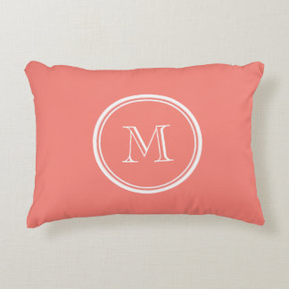 Monogram Initial Coral Pink High End Coloured Decorative Cushion