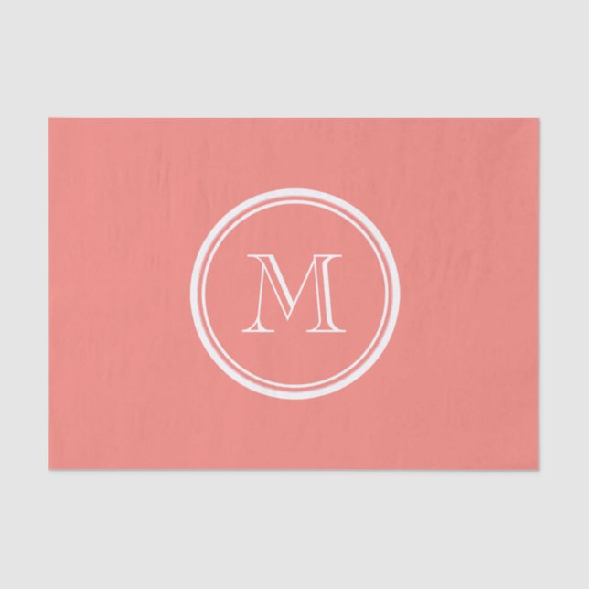 Monogram Initial Coral Pink High End Coloured Tissue Paper (Front)