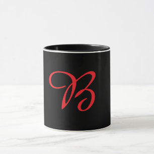 Monogram Initial Cursive B Black  Mug