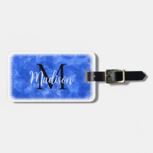 Monogram Initial Custom Name Blue Watercolor Luggage Tag