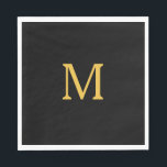 Monogram Initial Custom Name Gold Black Elegant Napkin<br><div class="desc">Designed with text template for monogrammed initial which you can customise! You may also change the colours as you wish.</div>