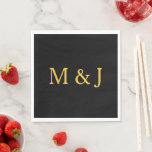 Monogram Initial Custom Name Gold Black Modern Napkin<br><div class="desc">Designed with text template for monogrammed initials which you can customise! You may also change the colours as you wish.</div>