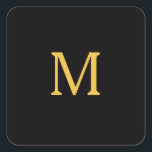 Monogram Initial Custom Name Gold Black Trendy Square Sticker<br><div class="desc">Designed with text template for monogrammed initial which you can customise! You may also change the colours as you wish.</div>