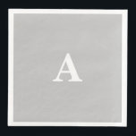 Monogram Initial Custom Name Grey Grey White Party Napkin<br><div class="desc">Designed with text template for monogrammed initial which you can customise! You may also change the background colour as you like.</div>
