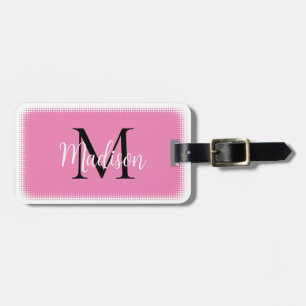 Monogram Initial  Custom Name Pink Luggage Tag