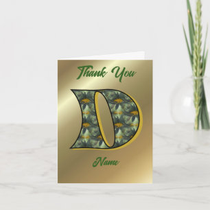 Monogram Initial D Daisies Art Personalised Thank You Card