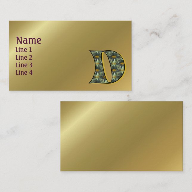 Monogram Initial D Daisies Floral Art Business Card (Front/Back)