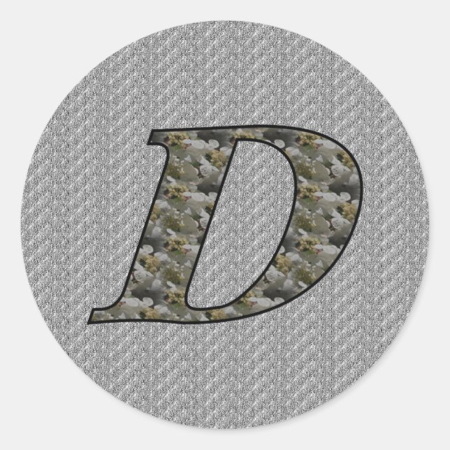Monogram Initial D Hydrangea Flowers Classic Round Sticker (Front)