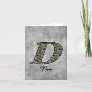 Monogram Initial D Hydrangea Flowers Personalised Note Card