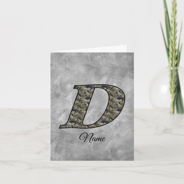 Monogram Initial D Hydrangea Flowers Personalised Note Card (Front)