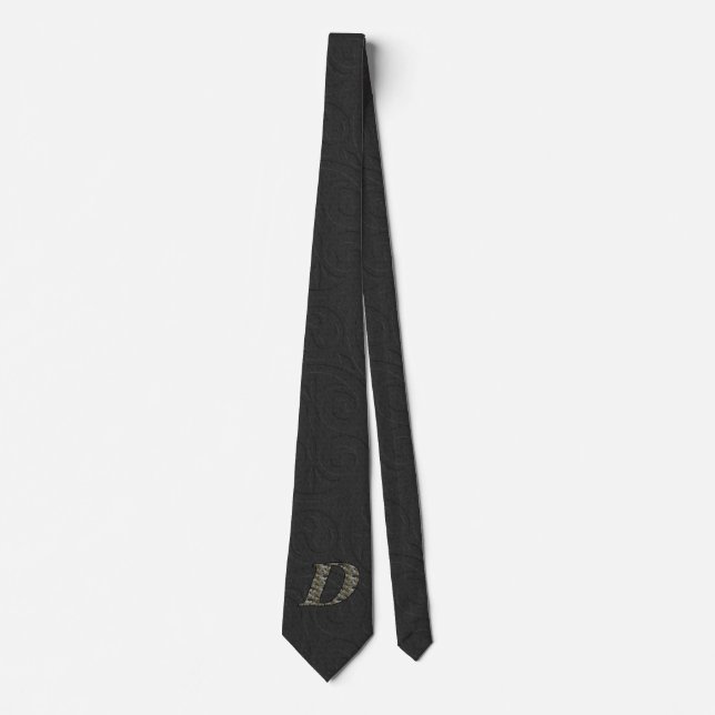 Monogram Initial D Hydrangea Flowers Tie (Front)