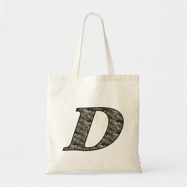 Monogram Initial D Hydrangea Flowers Tote Bag (Front)