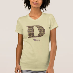 Monogram Initial D Vintage Floral Personalised T-Shirt