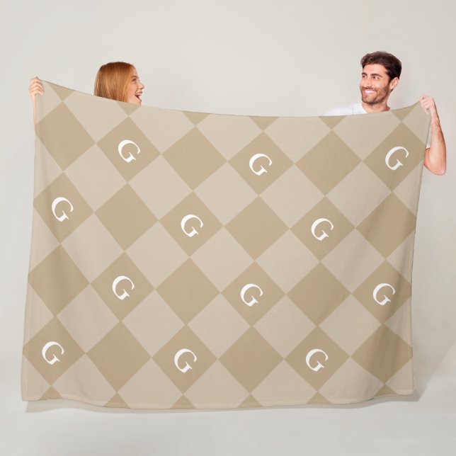 Monogram Initial Diamond - Luxury Look Blanket (In Situ)