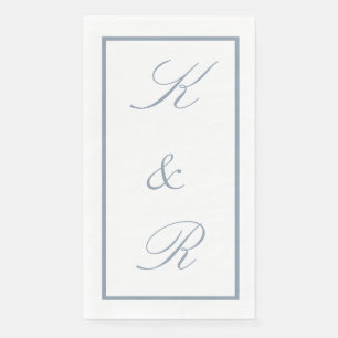 Monogram Initial Dusty Blue Wedding Modern Script Napkin