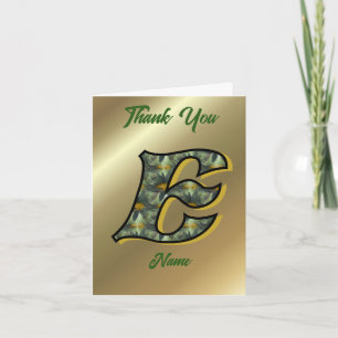 Monogram Initial E Daisies Art Personalised Thank You Card