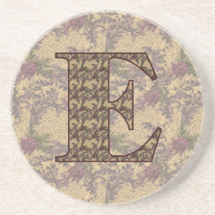Monogram Initial E Elegant Floral Drink Coaster
