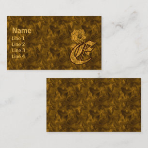 Monogram Initial E Elegant Gold Peony Flower Business Card