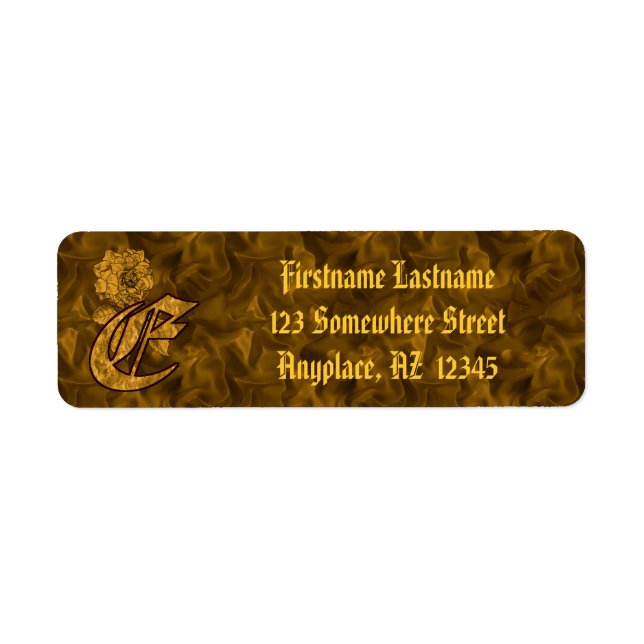 Monogram Initial E Gold Peony Return Address  (Front)