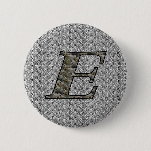 Monogram Initial E Hydrangea Flowers 6 Cm Round Badge
